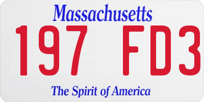 MA license plate 197FD3