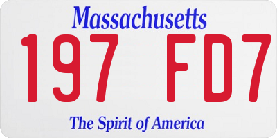 MA license plate 197FD7