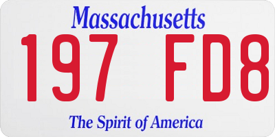 MA license plate 197FD8