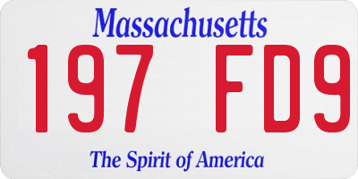 MA license plate 197FD9
