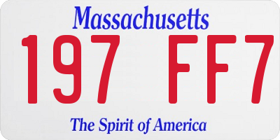 MA license plate 197FF7