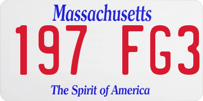 MA license plate 197FG3