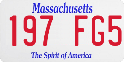 MA license plate 197FG5