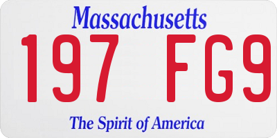 MA license plate 197FG9