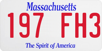 MA license plate 197FH3