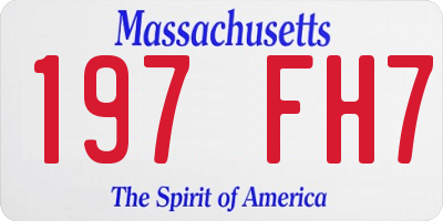 MA license plate 197FH7