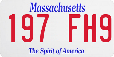MA license plate 197FH9