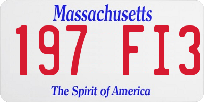 MA license plate 197FI3