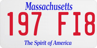MA license plate 197FI8