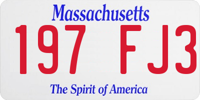 MA license plate 197FJ3
