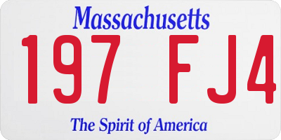 MA license plate 197FJ4