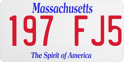 MA license plate 197FJ5
