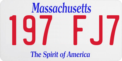 MA license plate 197FJ7