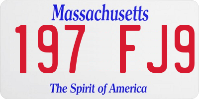 MA license plate 197FJ9