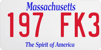 MA license plate 197FK3