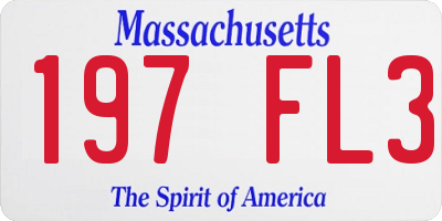 MA license plate 197FL3
