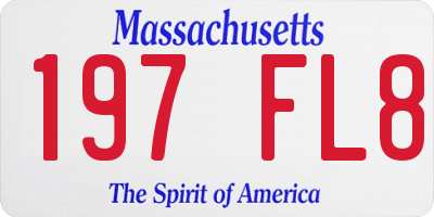 MA license plate 197FL8