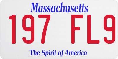 MA license plate 197FL9