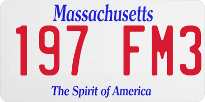 MA license plate 197FM3