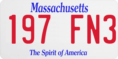 MA license plate 197FN3