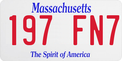 MA license plate 197FN7
