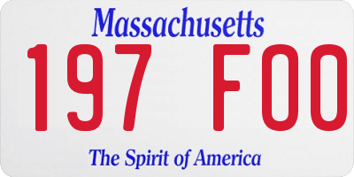 MA license plate 197FO0
