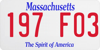 MA license plate 197FO3