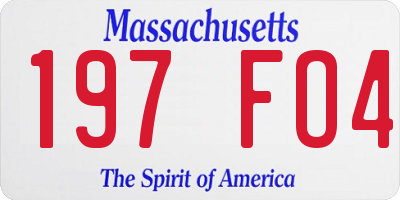 MA license plate 197FO4