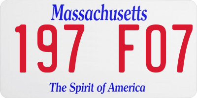 MA license plate 197FO7