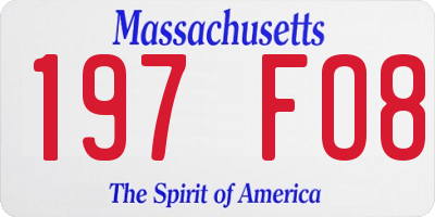MA license plate 197FO8