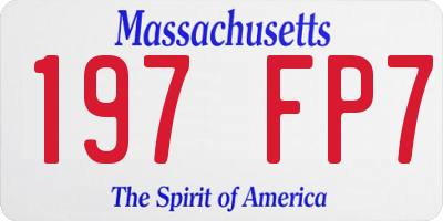 MA license plate 197FP7