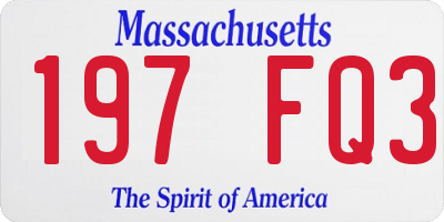 MA license plate 197FQ3