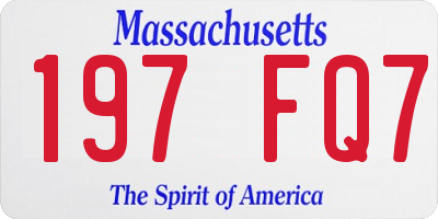 MA license plate 197FQ7