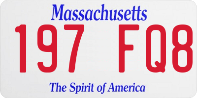 MA license plate 197FQ8