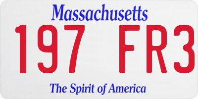 MA license plate 197FR3