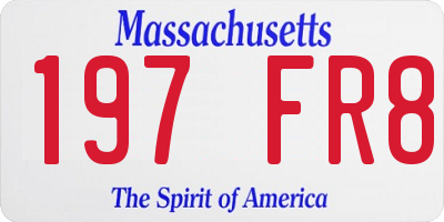 MA license plate 197FR8