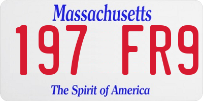 MA license plate 197FR9