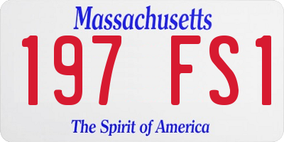 MA license plate 197FS1