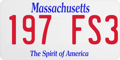 MA license plate 197FS3