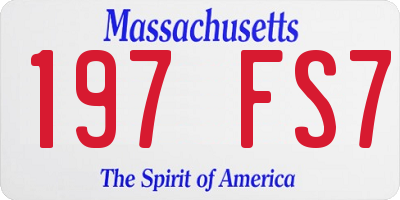 MA license plate 197FS7