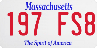 MA license plate 197FS8