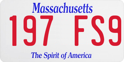 MA license plate 197FS9