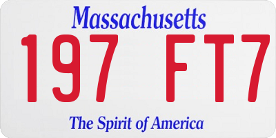 MA license plate 197FT7