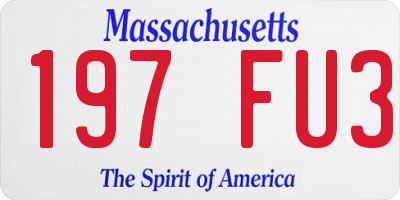 MA license plate 197FU3