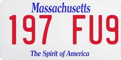 MA license plate 197FU9