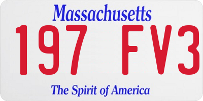 MA license plate 197FV3
