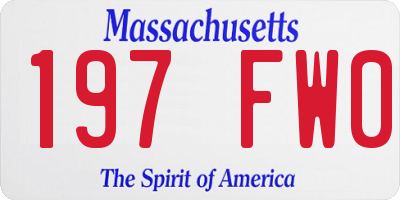 MA license plate 197FW0