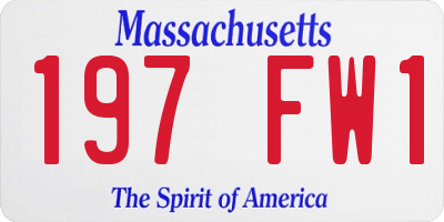 MA license plate 197FW1