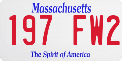 MA license plate 197FW2