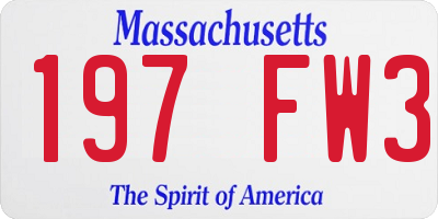 MA license plate 197FW3